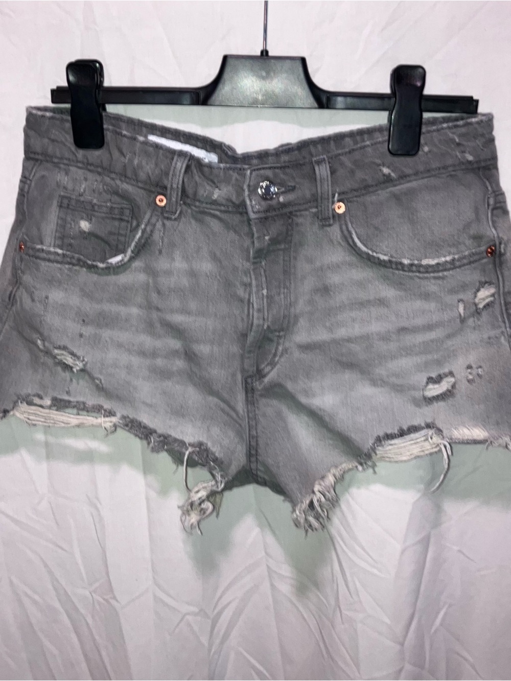 Women's Zara Distressed Gray Denim Shorts
